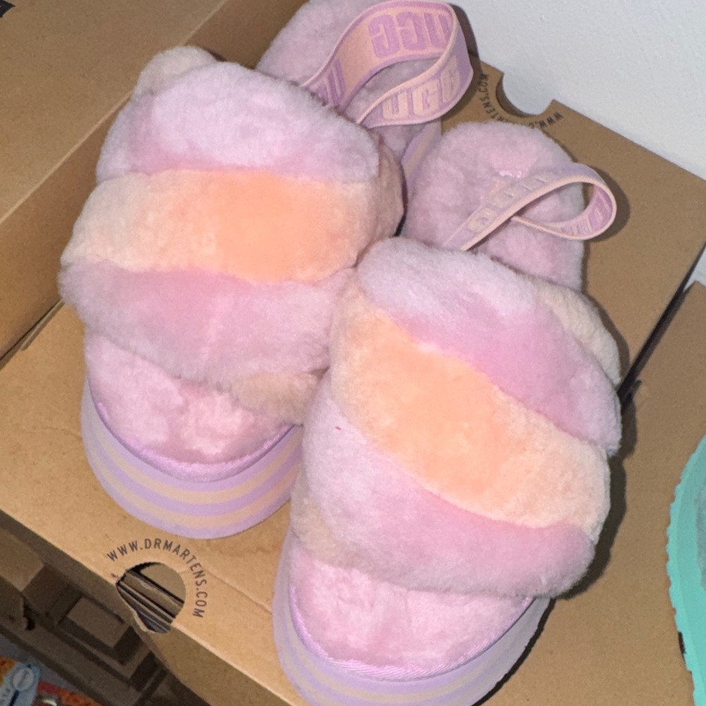 Fluffy Pink and Peach Slippers
